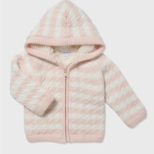 Angel Dear Striped Knit Sherpa Lined Hooded Jacket 12-18 months